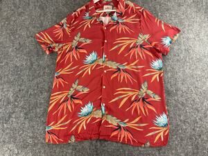 Joe Browns Shirt Mens Large Button Up Floral Hawaiian Red Short Sleeve N18